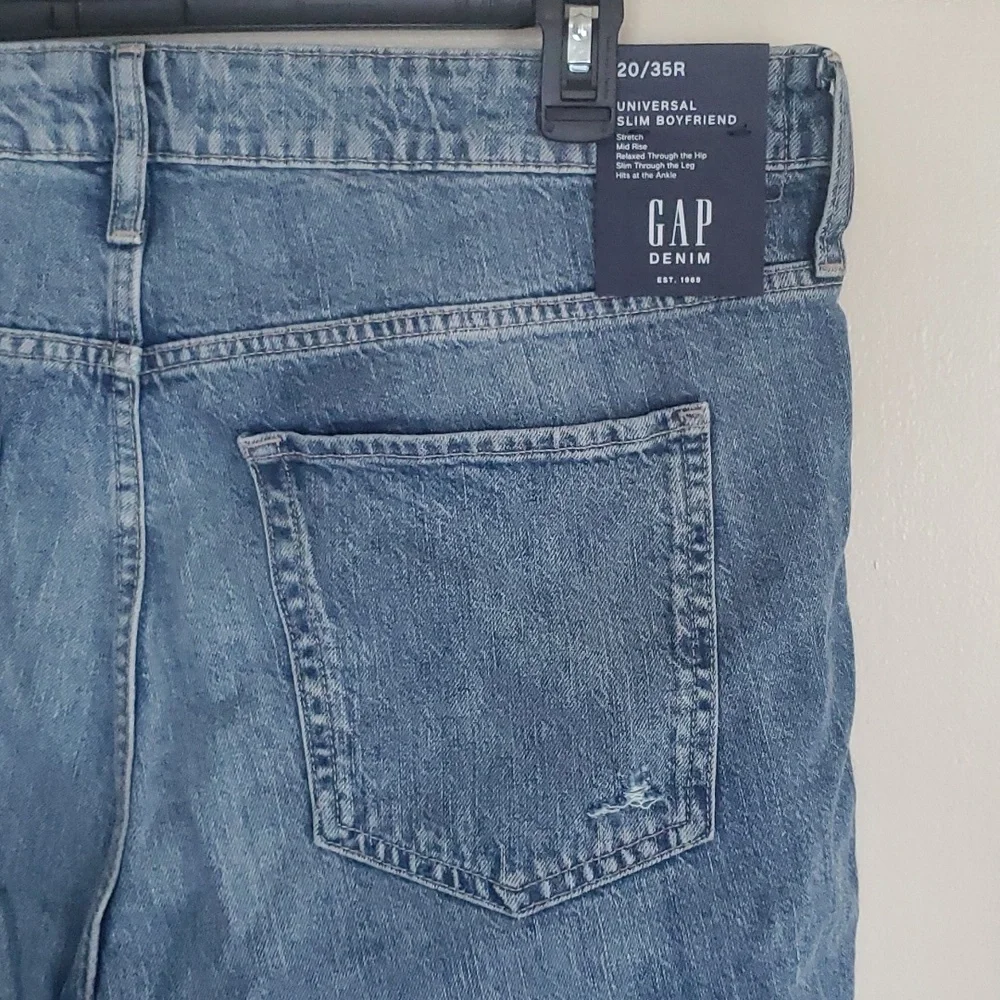 GAP Denim Universal Slim Distressed Boyfriend Ankle Jeans 20/35R - Picture 9 of 11